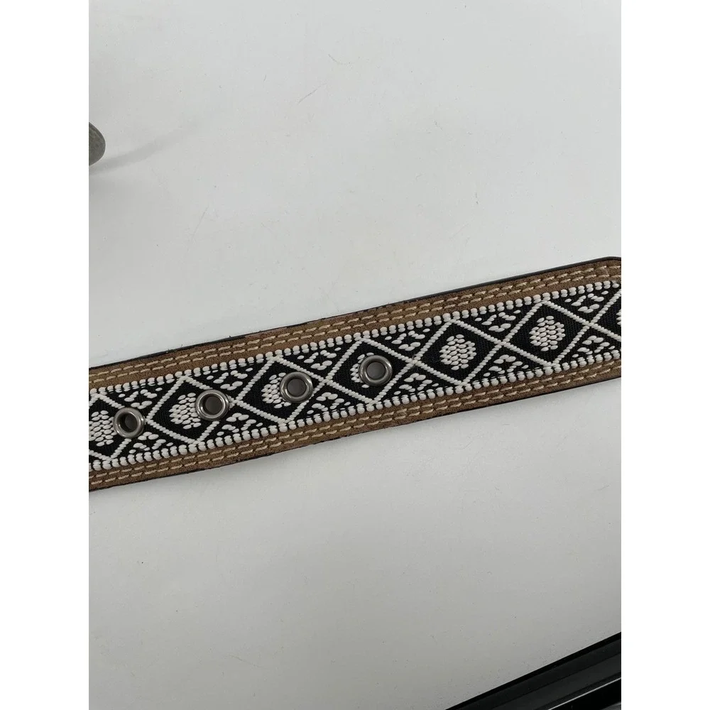 Western Belt Womens Large Leather Tan Brown Artsy Boho Cowgirl Southwestern